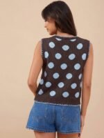 Elorivane Women Lobster Intarsia Sweater Vest, Round Neck Multi Stitch Western Cowgirl Fall Winter Casual Top - Image 7