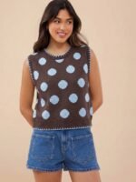 Elorivane Women Lobster Intarsia Sweater Vest, Round Neck Multi Stitch Western Cowgirl Fall Winter Casual Top - Image 8
