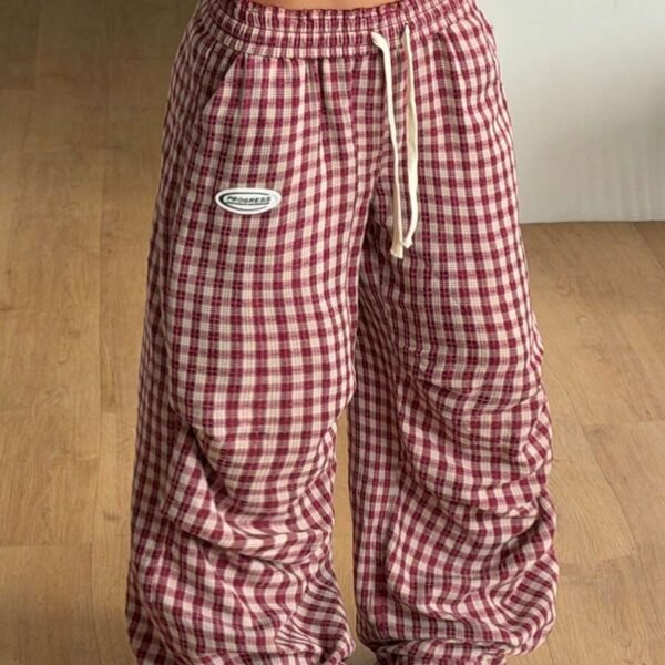Elorivane Women Brown Polka Dot Parachute Pants, Wide Leg Athleisure Casual Trousers