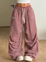 Elorivane Women Brown Polka Dot Parachute Pants, Wide Leg Athleisure Casual Trousers - Image 2