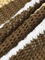 Elorivane Plus Size Contrast Striped Round Neck Knit Top Cutout Crochet Details Loose Fit for Spring Summer Casual Wear - Image 12