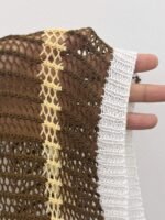Elorivane Plus Size Contrast Striped Round Neck Knit Top Cutout Crochet Details Loose Fit for Spring Summer Casual Wear - Image 13