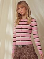 Elorivane Women Crewneck Button Front Cardigan, Long Sleeve Western Cowgirl Fall Winter Country Sweater - Image 34