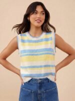 Elorivane Women Lobster Intarsia Sweater Vest, Round Neck Multi Stitch Western Cowgirl Fall Winter Casual Top - Image 16