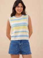 Elorivane Women Lobster Intarsia Sweater Vest, Round Neck Multi Stitch Western Cowgirl Fall Winter Casual Top - Image 20