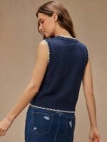 Elorivane Women Lobster Intarsia Sweater Vest, Round Neck Multi Stitch Western Cowgirl Fall Winter Casual Top - Image 14