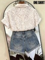 Elorivane Plus Size Halloween Bat & Pumpkin Print Shirt - Image 8