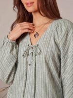 Elorivane Women Plaid V Neck Western Top, Lace Up Bowknot Long Puff Sleeve Cowgirl Fall Winter Rodeo Shirt - Image 19