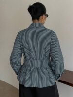 Elorivane Plus Size White Shirt, Lapel Half-Open Tie Hem Long Sleeve Spring Autumn Blouse - Image 42