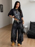 Elorivane Unisex Dark Grey Graphic T-Shirt, Oversized Cotton Y2K Grunge Streetwear Short Sleeve Top - Image 14