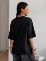 Elorivane Unisex Dark Grey Graphic T-Shirt, Oversized Cotton Y2K Grunge Streetwear Short Sleeve Top - Image 15