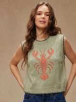 Elorivane Women Lobster Intarsia Sweater Vest, Round Neck Multi Stitch Western Cowgirl Fall Winter Casual Top - Image 26