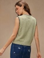 Elorivane Women Lobster Intarsia Sweater Vest, Round Neck Multi Stitch Western Cowgirl Fall Winter Casual Top - Image 29