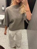 Elorivane Women's Grey Boat Neck Sweater, Minimalist Street Style - Image 6