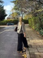 Elorivane Women's Grey Boat Neck Sweater, Minimalist Street Style - Image 4