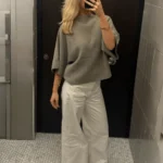 Elorivane Women's Grey Boat Neck Sweater, Minimalist Street Style