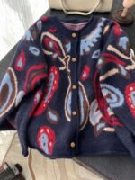 Elorivane Plus Size Fair Isle Floral Gem Button Crew Neck Knit Cardigan - Image 10
