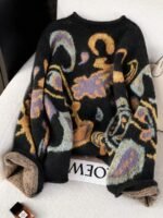 Elorivane Plus Size Fair Isle Floral Gem Button Crew Neck Knit Cardigan - Image 16