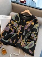 Elorivane Plus Size Fair Isle Floral Gem Button Crew Neck Knit Cardigan - Image 20