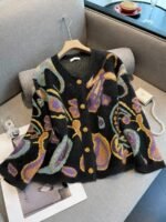 Elorivane Plus Size Fair Isle Floral Gem Button Crew Neck Knit Cardigan - Image 21