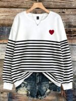 Elorivane Plus Size Letter Print Round Neck Sweatshirt for Autumn Winter Casual Wear - Image 23