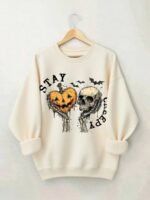 Elorivane Women's Light Grey Y2K Sweatshirt, Angel Wings Sequin Embroidery Dropped Shoulder Fall - Image 6