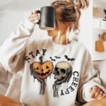 Elorivane Women's Light Grey Y2K Sweatshirt, Angel Wings Sequin Embroidery Dropped Shoulder Fall