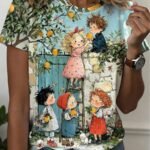 Elorivane Women's Lemon Tree 3D Print Tee, Casual Summer Vacation