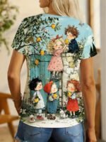 Elorivane Women's Lemon Tree 3D Print Tee, Casual Summer Vacation - Image 2
