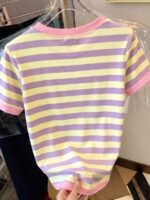 Elorivane Women's Striped Cocktail Club Tee, Round Neck Casual Vacationcore Summer Beach - Image 10