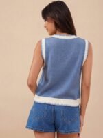 Elorivane Women Lobster Intarsia Sweater Vest, Round Neck Multi Stitch Western Cowgirl Fall Winter Casual Top - Image 22