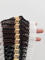 Elorivane Plus Size Contrast Striped Round Neck Knit Top Cutout Crochet Details Loose Fit for Spring Summer Casual Wear - Image 18