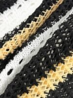Elorivane Plus Size Contrast Striped Round Neck Knit Top Cutout Crochet Details Loose Fit for Spring Summer Casual Wear - Image 19