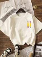 Elorivane Retro Pencil Graphic Teacher Tee, Women Round Neck Short Sleeve Casual Summer Top, Back To School Classroom Shirt - Image 4