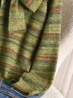 Elorivane Plus Size Olive Green Sweater, Gradient Tie-Up Bow Knit Top, French Minimalist Autumn Winter Date Office Top - Image 5
