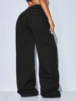 Elorivane Women's Low Waist Wide Leg Blue Jeans, Curved Hem Casual Denim - Image 10