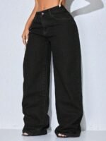 Elorivane Women's Low Waist Wide Leg Blue Jeans, Curved Hem Casual Denim - Image 13