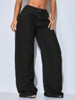 Elorivane Women's Low Waist Wide Leg Blue Jeans, Curved Hem Casual Denim - Image 15