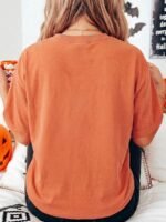 Elorivane Women's Spider Embroidered Tee, Casual Halloween Spooky Style - Image 3