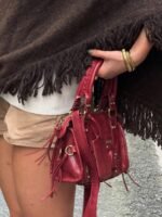 Elorivane Women's Asymmetrical Fringe High Neck Knit Sweater Cape, Loose Fit Premium Fabric for Autumn Winter - Image 8