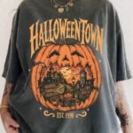 Elorivane Women's White Pumpkin Farm Halloween Tee, Oversized Casual Summer