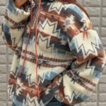 Elorivane Plus Size Floral Sweatshirt, Stand Collar Half-Open Placket Loose Fleece Autumn Winter Vacation Streetwear Top
