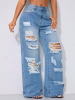 Elorivane Black Straight Leg Jeans, Y2K Rave Vintage, High Waist Side Pocket Slit, Casual Spring Fall Pants - Image 49