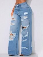 Elorivane Black Straight Leg Jeans, Y2K Rave Vintage, High Waist Side Pocket Slit, Casual Spring Fall Pants - Image 48