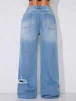 Elorivane Black Straight Leg Jeans, Y2K Rave Vintage, High Waist Side Pocket Slit, Casual Spring Fall Pants - Image 46