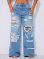 Elorivane Black Straight Leg Jeans, Y2K Rave Vintage, High Waist Side Pocket Slit, Casual Spring Fall Pants - Image 50