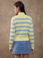Elorivane Women Brown & Cream Striped Turtleneck Sweater, Long Sleeve Relaxed Country Style Fall Winter Rodeo Top - Image 16