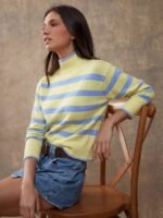 Elorivane Women Brown & Cream Striped Turtleneck Sweater, Long Sleeve Relaxed Country Style Fall Winter Rodeo Top - Image 17