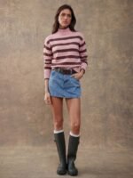 Elorivane Women Brown & Cream Striped Turtleneck Sweater, Long Sleeve Relaxed Country Style Fall Winter Rodeo Top - Image 25