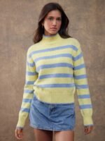 Elorivane Women Brown & Cream Striped Turtleneck Sweater, Long Sleeve Relaxed Country Style Fall Winter Rodeo Top - Image 19